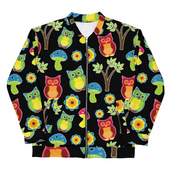 Cute Owl Wallpaper Pattern Bomber Jacket - Picture 5 of 6